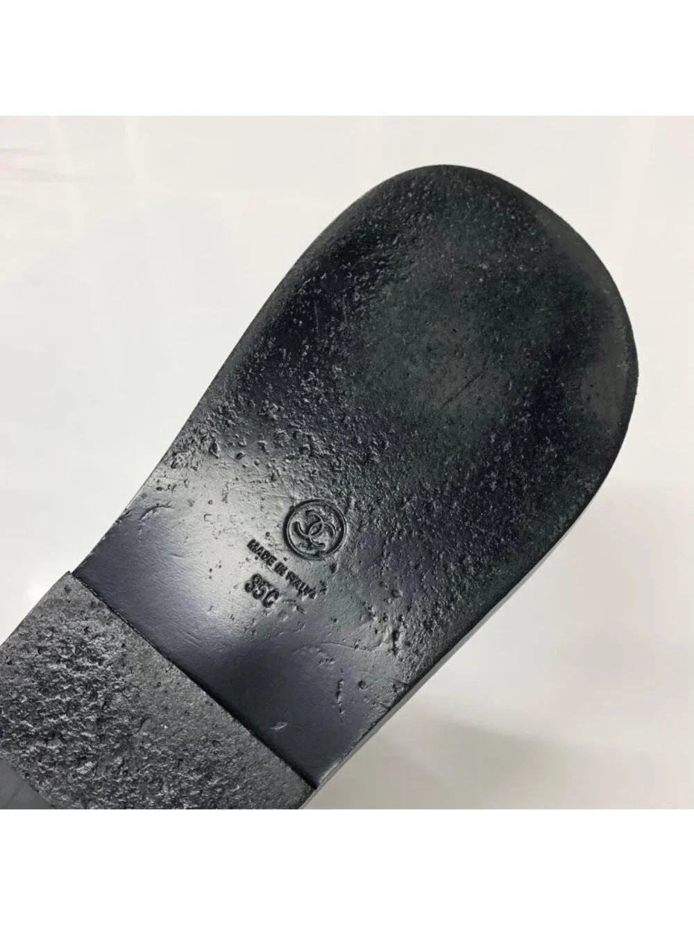 Chanel CC Logo Quilted Ribbon Leather Velcro Sandals